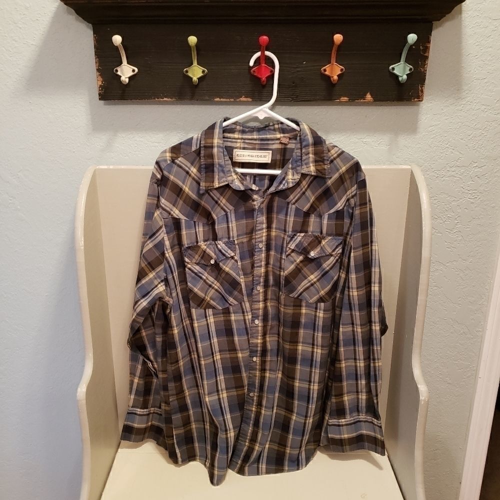 Bit & Bridle Plaid Western Pearl Snap Shirt 2X
